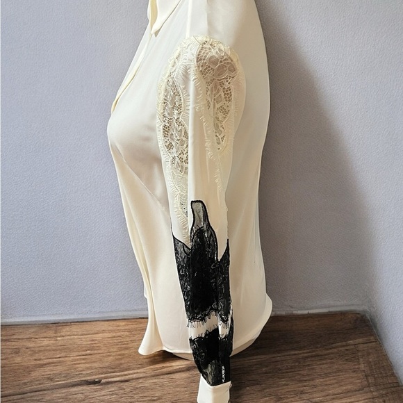 Chico's Cream and Black Bishop Sleeve Blouse - Picture 3 of 6